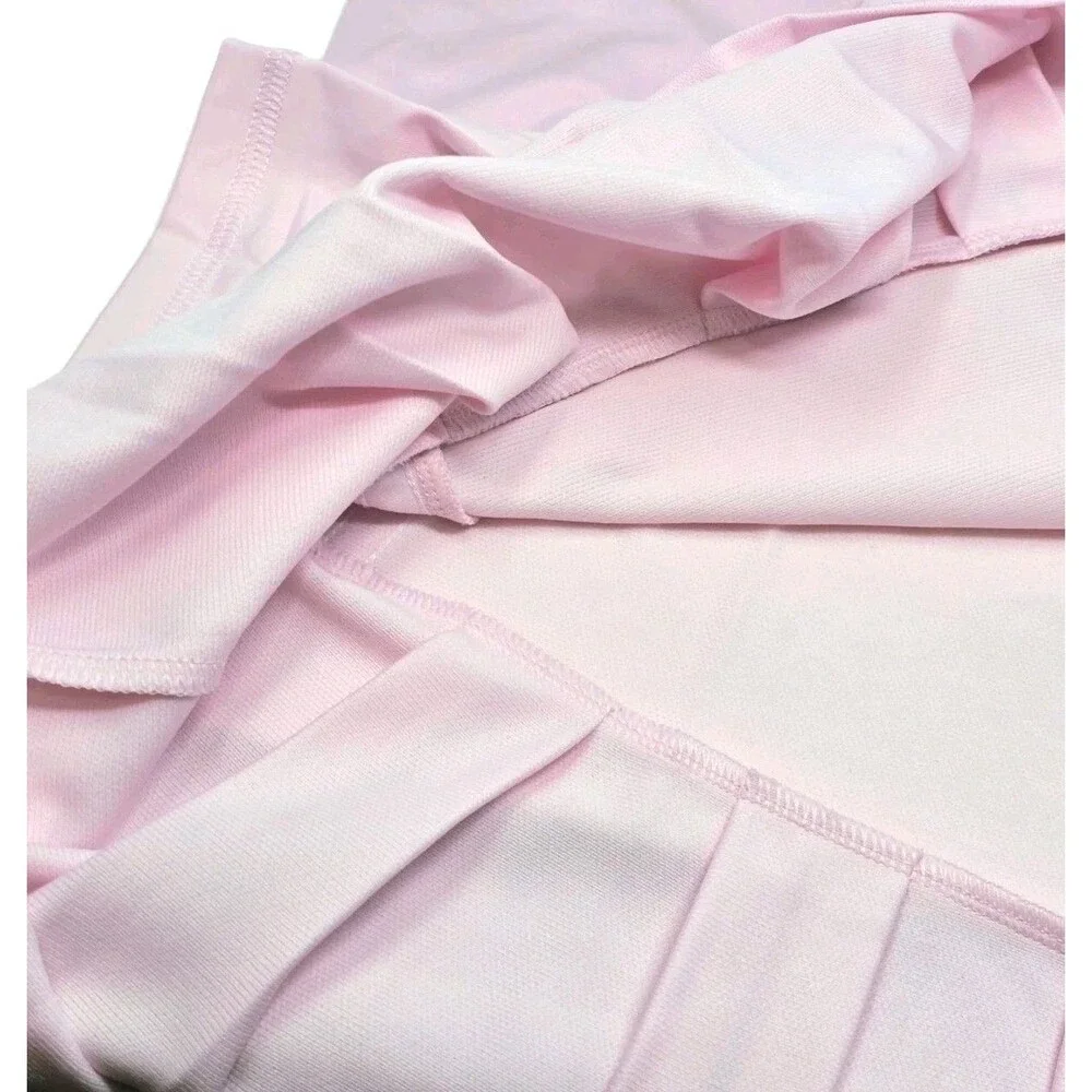 adidas Youth 3-stripe Polo Dress + Bike Shorts 2-pc Set Pink Size L (14) NWT